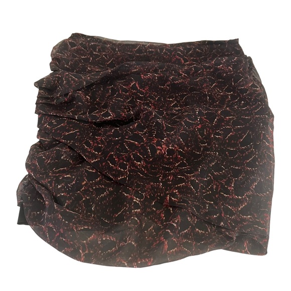 IRO Mini Skirt Side Zip Ruched Front and Back Black Multi Hi-Lo - Picture 2 of 9